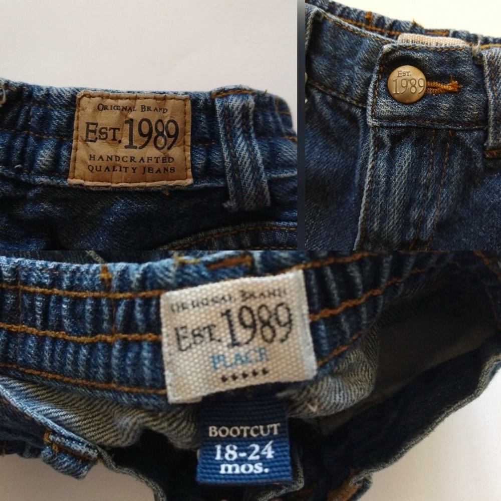 Lot of 2 Branded Boys Blue Jeans Bootcut & Oshkosh B’gosh 18 - 24 Months Cotton - Picture 15 of 16